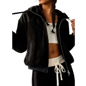 Free People Movement Black Zip-Up Fleece Jacket